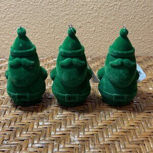 Set Of 3 Wondershop Target Flocked Santa Claus Christmas Ornaments NWT
